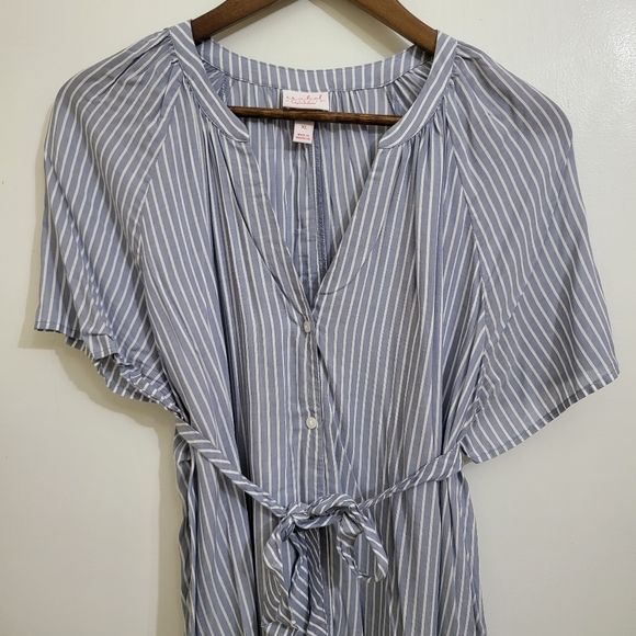 Ingrid & Isabel Maternity Stripes Mini Dress Blouse Shortsleeve Tops - Picture 2 of 12